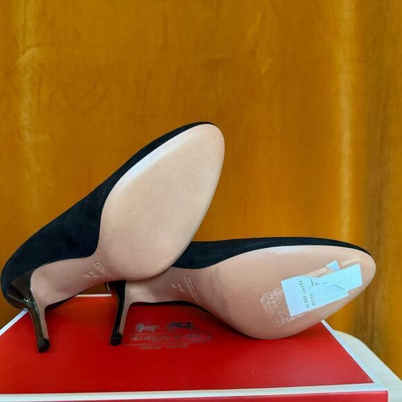 Coach Nala Kid Suede Black & Tortoiseshell  Stiletto Heels NWT size 6.5 - Picture 6 of 10